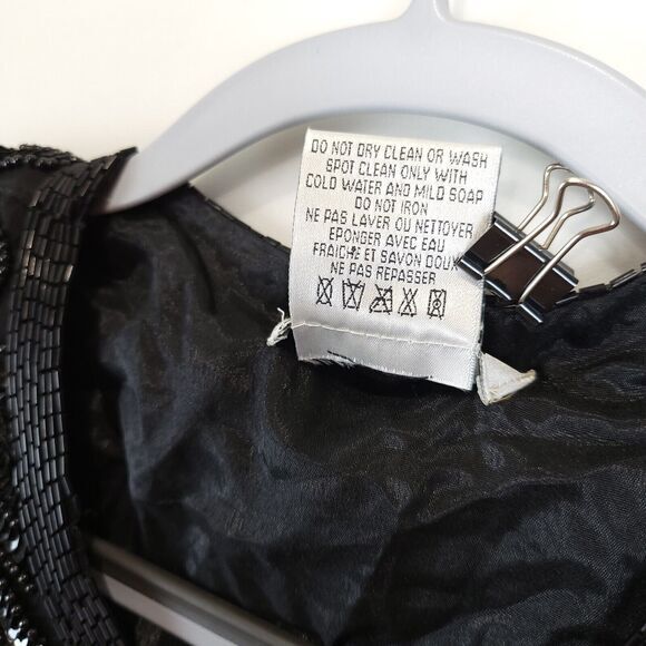 Silk Open Jacket Beaded Sequin AP Ltd Women M Black Evening Cocktail Festive Vtg - Picture 10 of 16